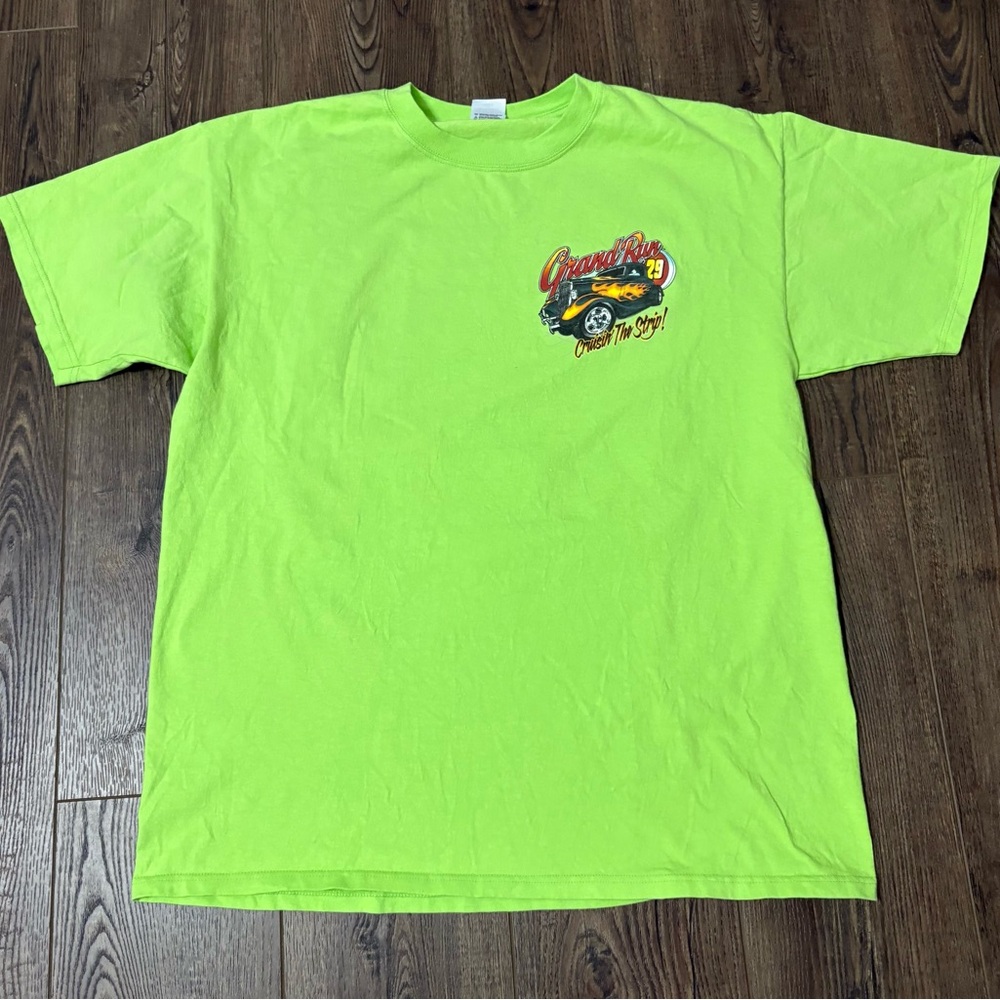 Vintage Bright Green Rod Run Graphic T-Shirt from Pigeon Forge, TN
